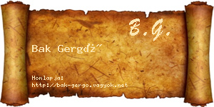 Bak Gergő névjegykártya